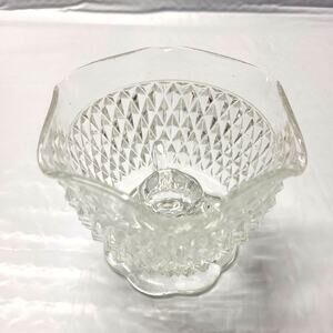 Vintage Indiana Glass Candle Holder Taper Votive Pillar Ripple Diamond 1960s-90s